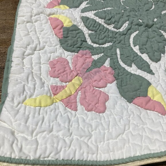 VTG Pillow Cover Embroidered Quilted Throw Accent Cottage Core Granny Farmhouse - Picture 3 of 9